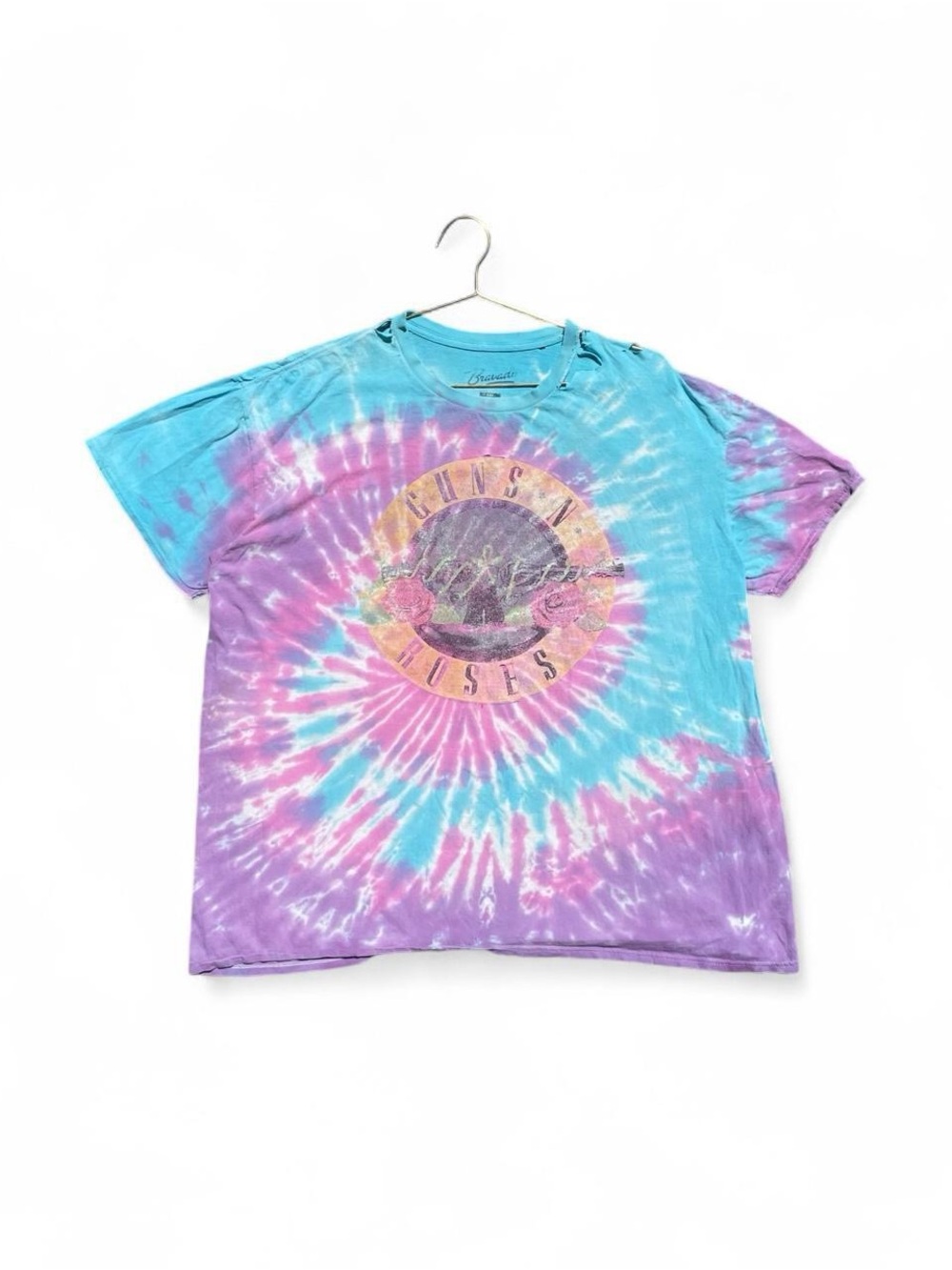 Guns N’ Roses Pastel Tie Dye Distressed Graphic Band Tee Bravado Size XXL